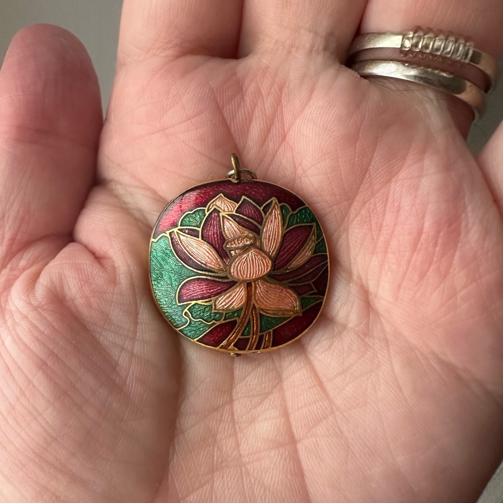 vintage floral cloisonné pendant